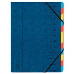 Trieur Agrafé Avec Élastiques 12 Compartiments - Bleu - Exacompta
