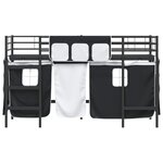 vidaXL Cadre de Lit Mezzanine pour Enfants avec Rideaux Noir