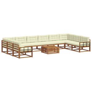 vidaXL Ensemble de canapés d'extérieur 11 Pièces Naturel et Crème