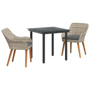 vidaXL Ensemble de salle à manger pour jardin 3 pc Gris clair