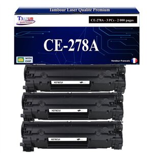 T3AZUR - 3x Toners compatibles avec HP CE278A (78A) pour HP LaserJet Pro M1530  M1536  M1536DNF  P1560  P1566  P1606DN