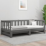 vidaXL Lit coulissant Gris 2x(90x190) cm Bois de pin massif