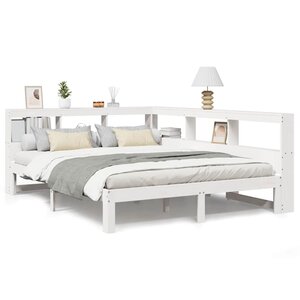 vidaXL Lit bibliothèque sans matelas blanc 160x200 cm bois pin massif