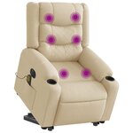 vidaXL Fauteuil inclinable de massage électrique Crème Tissu