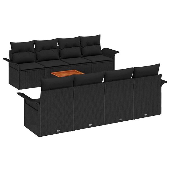 vidaXL Ensemble de canapé de jardin avec coussin 7 Pièces Noir
