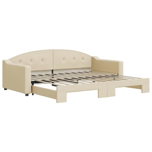 vidaXL Lit de jour avec lit gigogne crème 90x200 cm tissu