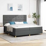 vidaXL Lit à ressorts avec matelas Gris foncé 200 x 200 cm tissu