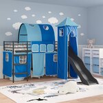 vidaXL Lit mezzanine pour enfants Noir et Bleu 74 5 x 190 cm Métал