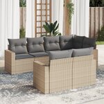 vidaXL Salon de jardin avec coussins 7 Pièces beige résine tressée