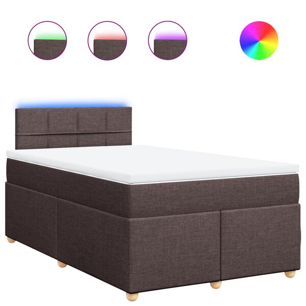 vidaXL Sommier à lattes de lit et matelas marron foncé 120x190cm tissu
