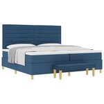 vidaXL Lit à ressort avec matelas et banc bleu 200x200 cm en tissu