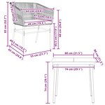 vidaXL Ensemble à manger de jardin et coussins 3 Pièces noir rotin verre