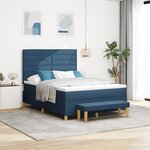 vidaXL Lit à ressorts avec Matelas & Banc Bleu 140x190 cm Tissu