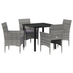 vidaXL Set de jardin de 5 pièces en poly rattan gris