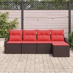 vidaXL Ensemble de Canapés avec coussin 5 Pièces Marron polyrotin