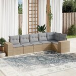 vidaXL Salon de jardin avec coussins 6 Pièces beige résine tressée