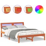 vidaXL Cadre de lit Marron cire 135 x 190 cm Bois massif en pin
