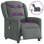 vidaXL Fauteuil inclinable de massage électrique gris foncé tissu