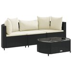 vidaXL Salon de jardin 4 Pièces avec coussins noir résine tressée
