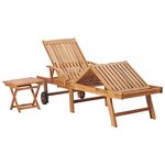 vidaXL Chaises longues lot de 2 avec table Bois de teck solide