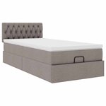 vidaXL Lit ottoman avec matelas taupe 100x200 cm tissu