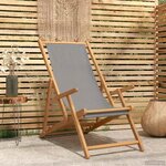 vidaXL Chaise de plage Gris clair Bois de teck massif