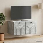 vidaXL Meuble TV mural Gris béton 59 5 x 41 x 30 cm Bois d'ingénierie