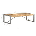 vidaXL Table basse 140x70x40 cm Bois de manguier brut