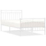 vidaXL Cadre de lit métal sans matelas et pied de lit blanc 100x190 cm