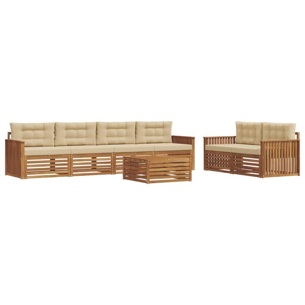 vidaXL Ensemble de canapés d'extérieur 7 pc Naturel et Beige