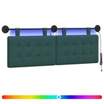 vidaXL Tête de lit suspendue Avec lumière LED Vert foncé Tissu