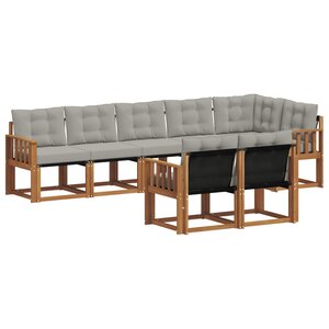 vidaXL Ensemble de canapés d'extérieur 8 pc Gris Naturel et Clair