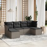 vidaXL Salon de jardin 6 Pièces avec coussins gris résine tressée