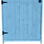 Armoire abri de jardin remise pour outils 3 étagères 2 porte loquets toit pente bitumé 77L x 54l x 179H cm pin massif traité bleu