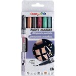 Pochette de 6 marqueurs peinture permanente PAINT MARKER PENTEL couleurs métallisées