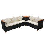 vidaXL Salon de jardin 7 Pièces avec coussins Résine tressée Noir