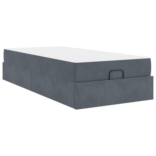 vidaXL Cadre de lit avec matelas avec matelas 2 Pièces Gris Foncé Velours