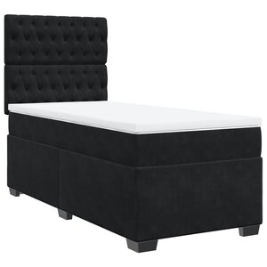 vidaXL Sommier à lattes de lit avec matelas Noir 100x200 cm Velours
