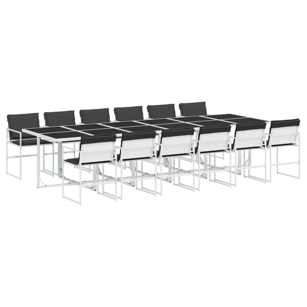 vidaXL Ensemble à manger de jardin avec coussins 13Pièces blanc textilène