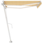 vidaXL Auvent automatique capteur de vent et LED 300x250cm Jaune/blanc