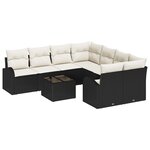 vidaXL Canapé de jardin 9 pièces avec coussins noirs en poly rattan