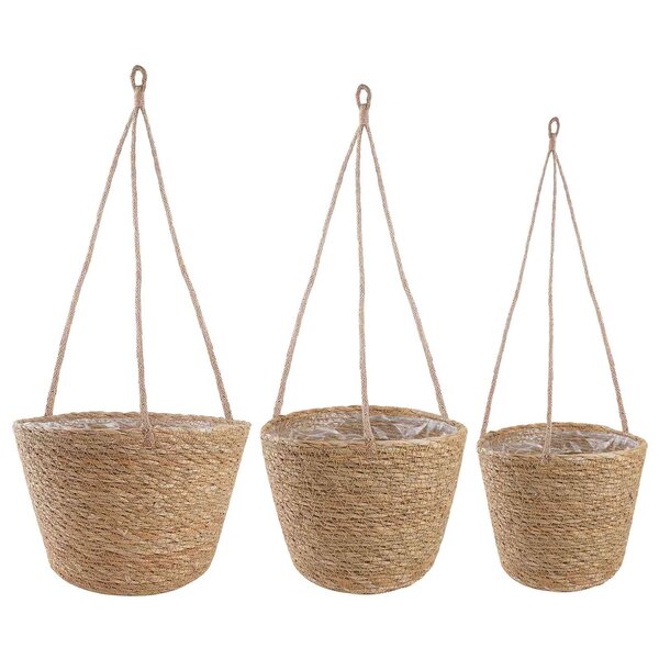 vidaXL Paniers à plantes en herbe de mer 3 Pièces Naturel Ø26 x 19 cm