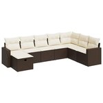 vidaXL Salon de jardin 8 Pièces avec coussins marron résine tressée