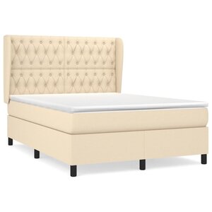 vidaXL Sommier à lattes de lit avec matelas Crème 140x200 cm Tissu