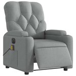 vidaXL Fauteuil de massage inclinable électrique gris clair tissu