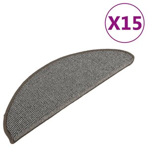 vidaXL Tapis d'escalier 15 pièces 65 x 21 x 4 cm Gris Demi-rond Grand