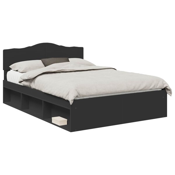 vidaXL Cadre de lit Noir 150 x 200 cm Bois de pin massif