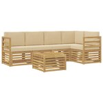 vidaXL Ensemble de canapés d'extérieur 6 pc Blanc et Beige Polyester