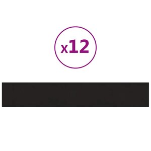 vidaXL Panneaux muraux 12 Pièces Noir 90x15 cm Velours 1 62 m²