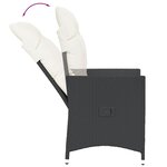 vidaXL Chaises inclinables de jardin lot de 2 et coussins noir rotin